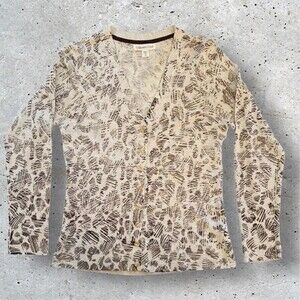 COLDWATER CREEK Women’s Cardigan Sweater V-Neck Tan Brown Button Up Size Small